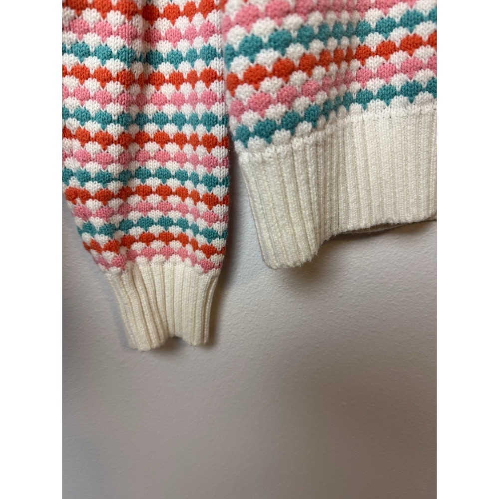 Melrose‎ And Market Knit Designed  Blue Orange Long Sleeve Pullover Sweater Med - Picture 6 of 7
